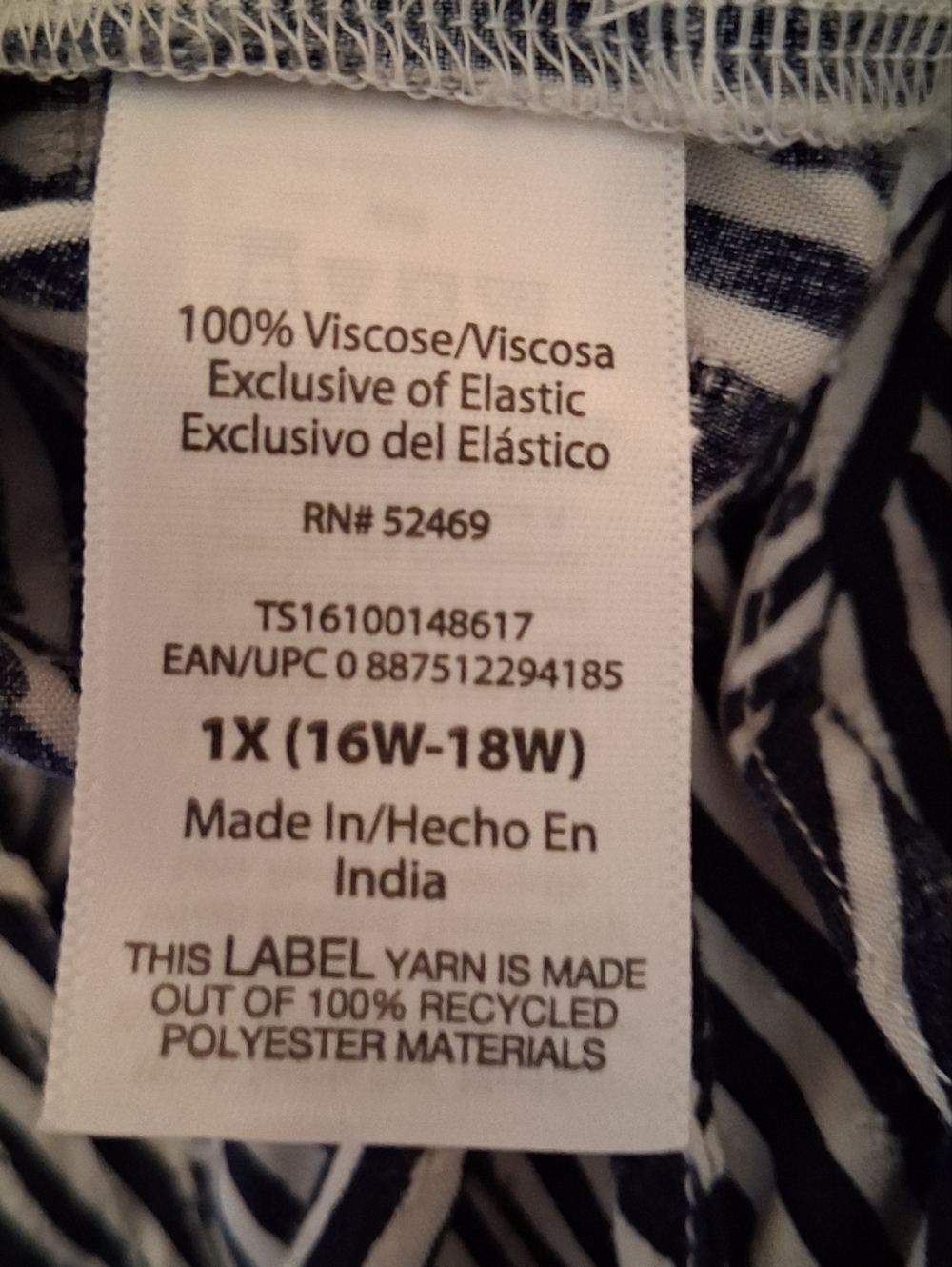Terra & Sky Blue And White Puff Sleeve Dress. 1X - Picture 10 of 11